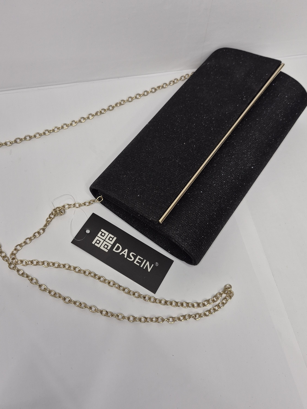 DASEIN Black Sparkle Chain Strap Clutch